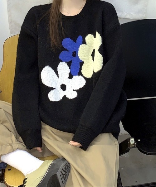 SHEENA(シーナ)の「花柄ジャガードニットトップス(ニット/セーター・レディース・ブラック/ダークグリーン・M)」の17枚目の写真