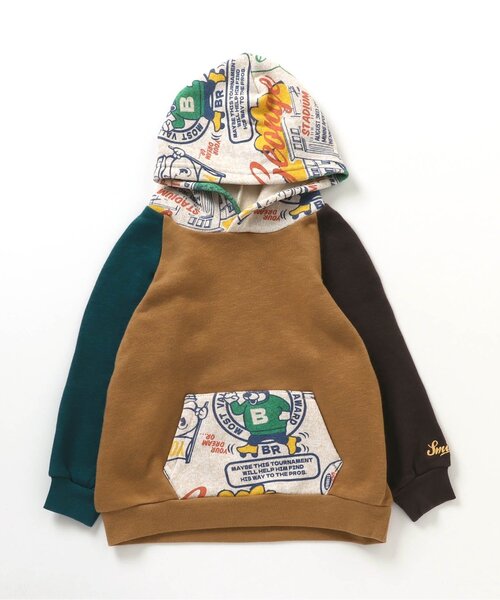 BREEZE（ブリーズ）の「【裏起毛】あったか柄切替フーディー（パーカー・キッズ・キャメル/オフホワイト・120/110/90/140/100/80/130）」の6枚目の写真