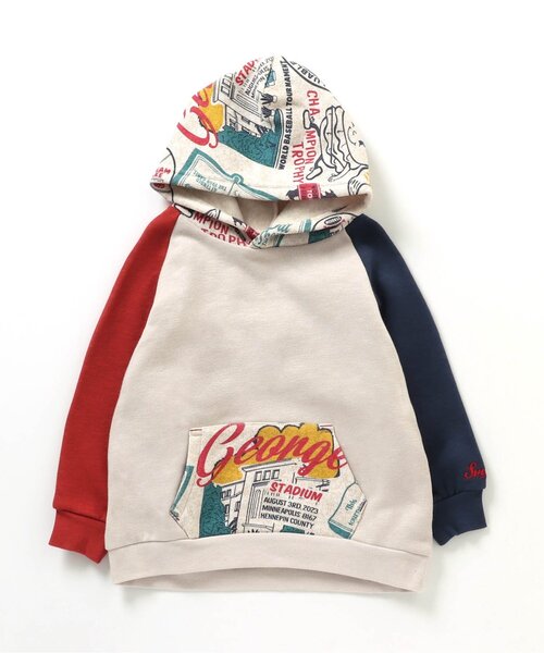 BREEZE（ブリーズ）の「【裏起毛】あったか柄切替フーディー（パーカー・キッズ・キャメル/オフホワイト・120/110/90/140/100/80/130）」の7枚目の写真