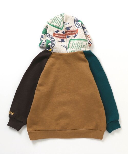 BREEZE（ブリーズ）の「【裏起毛】あったか柄切替フーディー（パーカー・キッズ・キャメル/オフホワイト・120/110/90/140/100/80/130）」の8枚目の写真