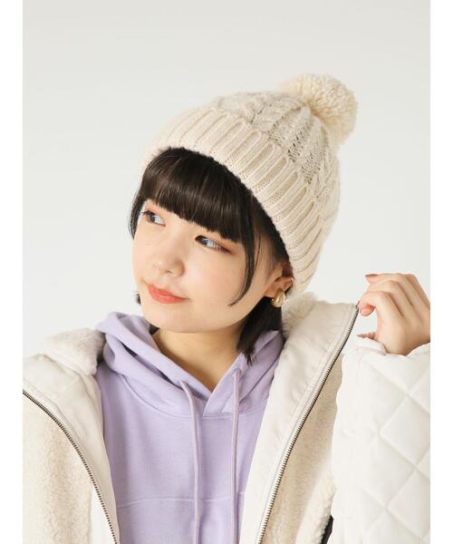 ehka sopo（エヘカソポ）の「ポンポン付ニットキャップ（ハット・レディース・チャコールグレー/レッド/キナリ・F）」の16枚目の写真