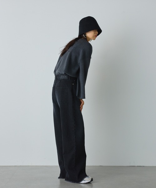 russet（ラシット）の「【russet×ainode】shibukawa ワイドフレアパンツ（デニムパンツ・レディース・ブラック・M）」の17枚目の写真