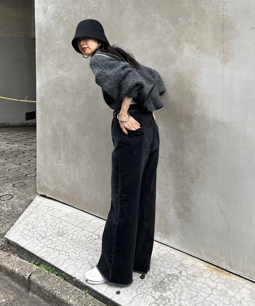 russet（ラシット）の「【russet×ainode】shibukawa ワイドフレアパンツ（デニムパンツ・レディース・ブラック・M）」の14枚目の写真