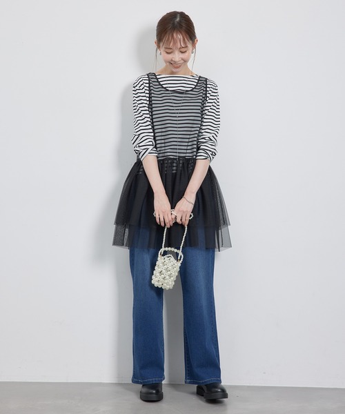 ROPE' PICNIC(ロペピクニック)の「【新色追加】着丈が選べるチュールビスチェ(ベスト・レディース・キナリ/ブラック/グレー・38/T38)」の9枚目の写真