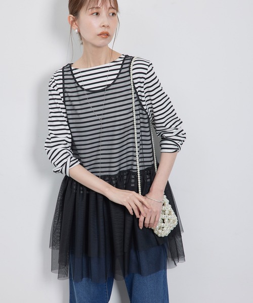 ROPE' PICNIC(ロペピクニック)の「【新色追加】着丈が選べるチュールビスチェ(ベスト・レディース・キナリ/ブラック/グレー・38/T38)」の13枚目の写真