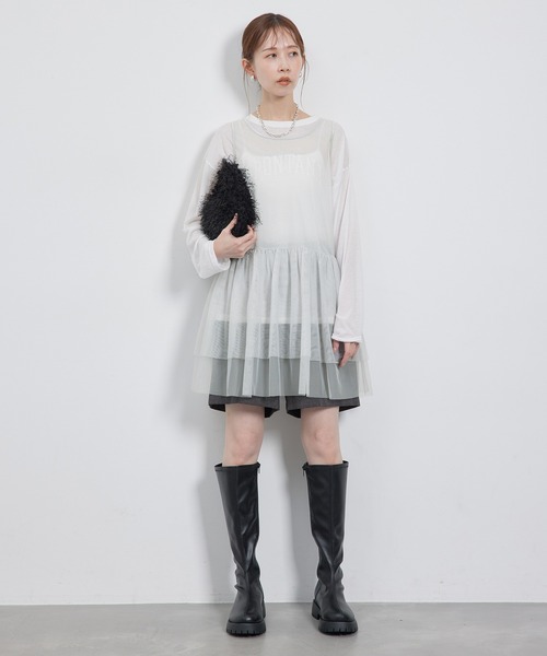 ROPE' PICNIC(ロペピクニック)の「【新色追加】着丈が選べるチュールビスチェ(ベスト・レディース・キナリ/ブラック/グレー・38/T38)」の15枚目の写真