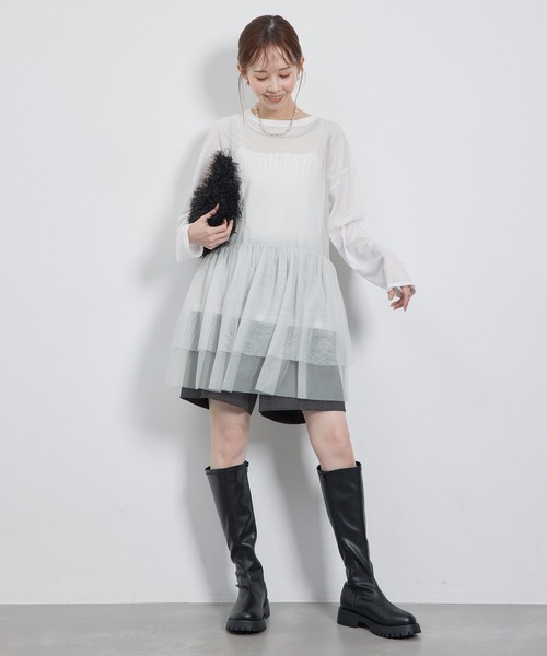 ROPE' PICNIC(ロペピクニック)の「【新色追加】着丈が選べるチュールビスチェ(ベスト・レディース・キナリ/ブラック/グレー・38/T38)」の16枚目の写真