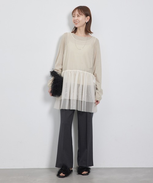 ROPE' PICNIC(ロペピクニック)の「【新色追加】着丈が選べるチュールビスチェ(ベスト・レディース・キナリ/ブラック/グレー・38/T38)」の20枚目の写真