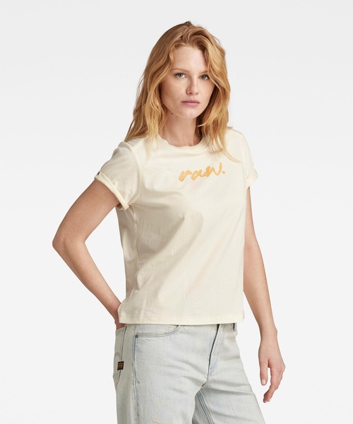 G-STAR（ジースター）の「RAW DOT TOP/ブランドロゴグラフィックプリントTシャツ（Tシャツ/カットソー・レディース・ダークグレー/ホワイト系その他・SMALL/X-SMALL/MEDIUM）」の3枚目の写真