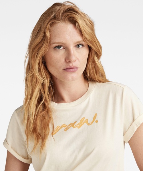 G-STAR（ジースター）の「RAW DOT TOP/ブランドロゴグラフィックプリントTシャツ（Tシャツ/カットソー・レディース・ダークグレー/ホワイト系その他・SMALL/X-SMALL/MEDIUM）」の5枚目の写真