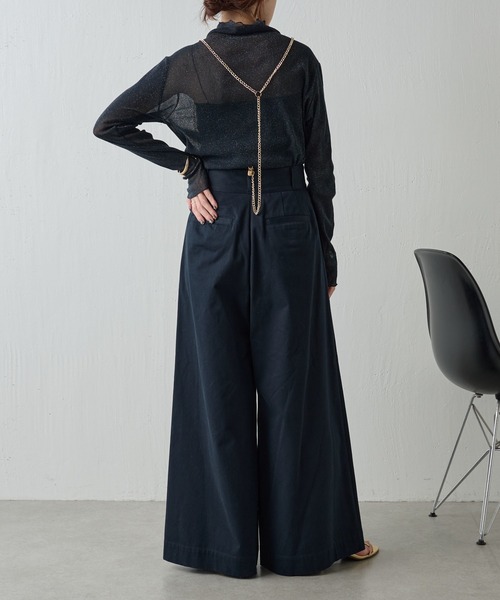 COLLAGE GALLARDAGALANTE(コラージュガリャルダガランテ)の「【OT】チェーン付きワイドパンツ(チノパンツ・レディース・ネイビー/ライトグリーン・1/0)」の17枚目の写真