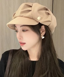 ベージュキャスケット キャスケット ベージュ 茶色 帽子 レディース 毛 gossip!ロサンゼルス 帽子 キャスケット アルファベットデザイン