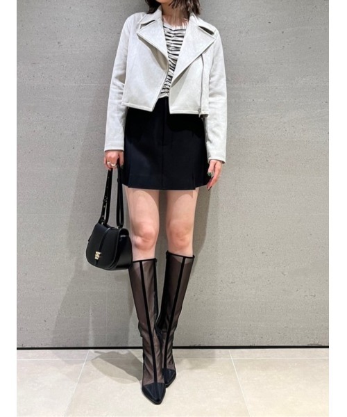 SNIDEL（スナイデル）の「ライダースジャケット（ライダースジャケット・レディース・ライトグレー/ブラック・0/1）」の5枚目の写真