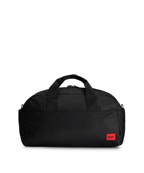 【極美品】ヒューゴ ボストンバッグ 黒 レッドロゴ ホールドオール ショルダー HUGO（ヒューゴ）の「レッドロゴラベル リサイクルナイロン ホールド
