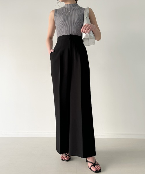 JUNOAH（ジュノア）の「コルセット付きタックワイドパンツ（スラックス