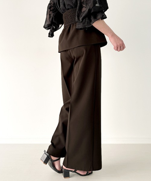 JUNOAH（ジュノア）の「コルセット付きタックワイドパンツ（スラックス