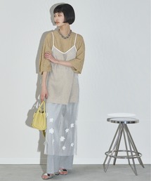 THE YOn | フラワーモチーフメッシュシアーキャミワンピース(ワンピース)