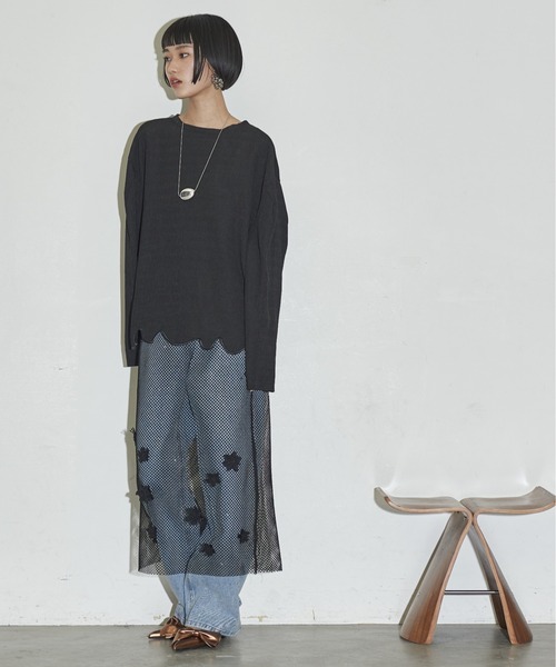 THE YOn（ザヨン）の「フラワーモチーフメッシュシアーキャミワンピース（ワンピース・レディース・ホワイト/ブラック・FREE）」の8枚目の写真