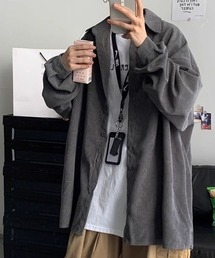 オーバーサイズコーデュロイドロップショルダー長袖シャツ(NEZ)