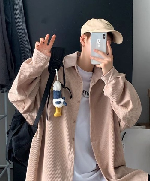 almo(アルモ)の「オーバーサイズコーデュロイドロップショルダー長袖シャツ(NEZ)(シャツ/ブラウス・レディース・ベージュ/グレー/ブルー・FREE)」の19枚目の写真