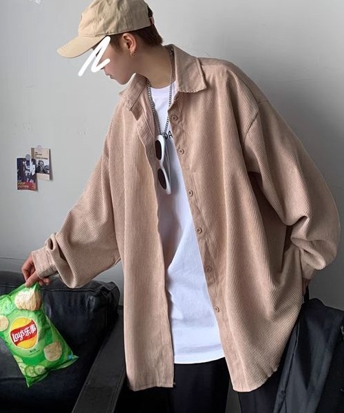 almo(アルモ)の「オーバーサイズコーデュロイドロップショルダー長袖シャツ(NEZ)(シャツ/ブラウス・レディース・ベージュ/グレー/ブルー・FREE)」の14枚目の写真