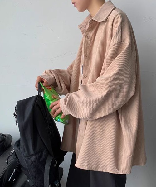 almo(アルモ)の「オーバーサイズコーデュロイドロップショルダー長袖シャツ(NEZ)(シャツ/ブラウス・レディース・ベージュ/グレー/ブルー・FREE)」の7枚目の写真