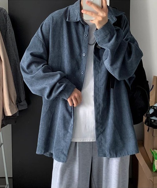 almo(アルモ)の「オーバーサイズコーデュロイドロップショルダー長袖シャツ(NEZ)(シャツ/ブラウス・レディース・ベージュ/グレー/ブルー・FREE)」の8枚目の写真