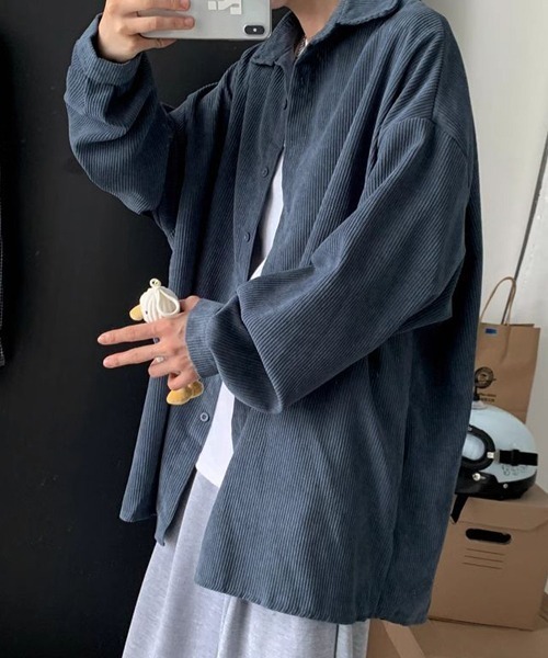 almo(アルモ)の「オーバーサイズコーデュロイドロップショルダー長袖シャツ(NEZ)(シャツ/ブラウス・レディース・ベージュ/グレー/ブルー・FREE)」の6枚目の写真