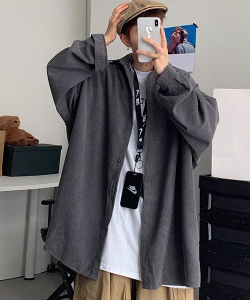almo(アルモ)の「オーバーサイズコーデュロイドロップショルダー長袖シャツ(NEZ)(シャツ/ブラウス・レディース・ベージュ/グレー/ブルー・FREE)」の21枚目の写真
