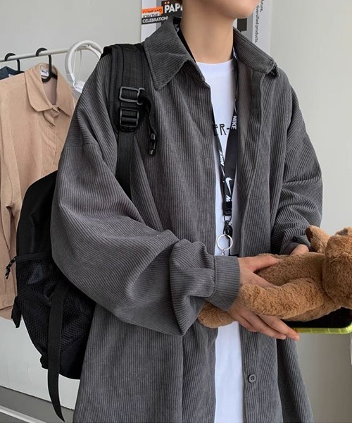 almo(アルモ)の「オーバーサイズコーデュロイドロップショルダー長袖シャツ(NEZ)(シャツ/ブラウス・レディース・ベージュ/グレー/ブルー・FREE)」の22枚目の写真