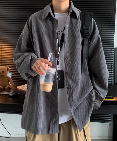 almo(アルモ)の「オーバーサイズコーデュロイドロップショルダー長袖シャツ(NEZ)(シャツ/ブラウス・レディース・ベージュ/グレー/ブルー・FREE)」の17枚目の写真