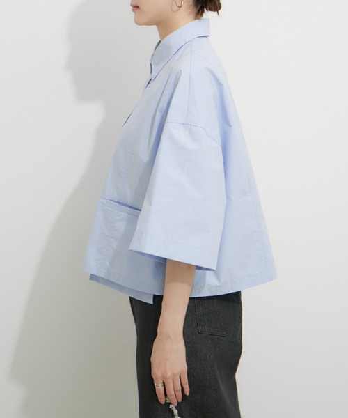 LE CERCLE par rope'（ルセルクルパーロペ）の「オーバークロップドシャツ（シャツ/ブラウス・レディース・ブラック/オフホワイト/オリーブ/サックスブルー・FREE）」の21枚目の写真