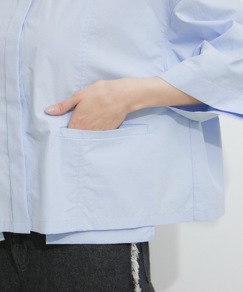 LE CERCLE par rope'（ルセルクルパーロペ）の「オーバークロップドシャツ（シャツ/ブラウス・レディース・ブラック/オフホワイト/オリーブ/サックスブルー・FREE）」の17枚目の写真