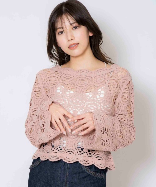 NOELA(ノエラ)の「かぎ針編みライクニット(ニット/セーター・レディース・ブルー/ベージュ/オフホワイト・フリー)」の2枚目の写真