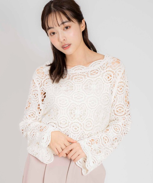 NOELA(ノエラ)の「かぎ針編みライクニット(ニット/セーター・レディース・ブルー/ベージュ/オフホワイト・フリー)」の7枚目の写真