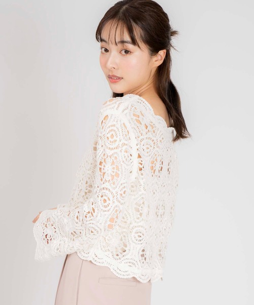NOELA(ノエラ)の「かぎ針編みライクニット(ニット/セーター・レディース・ブルー/ベージュ/オフホワイト・フリー)」の8枚目の写真