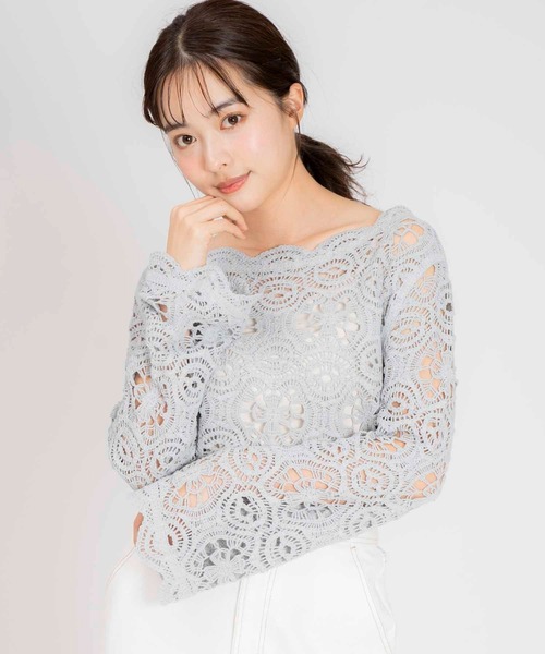 NOELA(ノエラ)の「かぎ針編みライクニット(ニット/セーター・レディース・ブルー/ベージュ/オフホワイト・フリー)」の13枚目の写真
