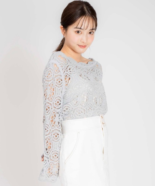 NOELA(ノエラ)の「かぎ針編みライクニット(ニット/セーター・レディース・ブルー/ベージュ/オフホワイト・フリー)」の14枚目の写真