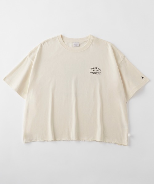 CONVERSE（コンバース）の「CONVERSE/コンバース Watanabe Yui デザイン イラストバックプリント ワンポイント刺繍 ヴィンテージライク オーバーサイズ半袖Tシャツ（Tシャツ/カットソー・レディース・オフホワイト/ブラック系/スミクロ/ホワイト系・M）」の18枚目の写真