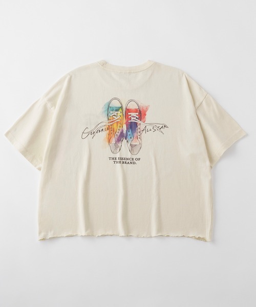 CONVERSE（コンバース）の「CONVERSE/コンバース Watanabe Yui デザイン イラストバックプリント ワンポイント刺繍 ヴィンテージライク オーバーサイズ半袖Tシャツ（Tシャツ/カットソー・レディース・オフホワイト/ブラック系/スミクロ/ホワイト系・M）」の19枚目の写真
