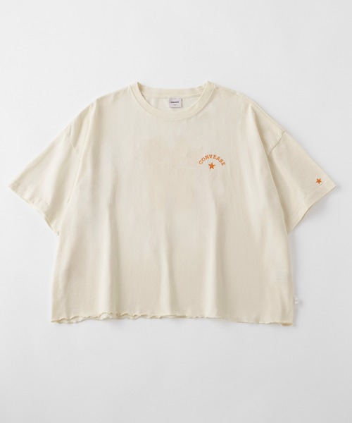 CONVERSE（コンバース）の「CONVERSE/コンバース Watanabe Yui デザイン イラストバックプリント ワンポイント刺繍 ヴィンテージライク オーバーサイズ半袖Tシャツ（Tシャツ/カットソー・レディース・オフホワイト/ブラック系/スミクロ/ホワイト系・M）」の8枚目の写真
