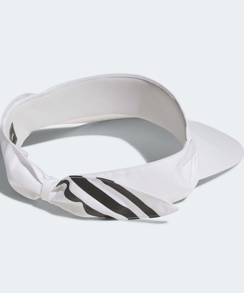 adidas（アディダス）の「スリーストライプス リボンバイザー【adidas Golf/アディダスゴルフ】（サンバイザー・レディース・ブラック/ピンク系その他/ホワイト・MEDIUM）」の4枚目の写真