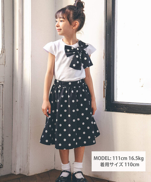 BeBe(ベベ)の「【お揃い】ポルカドットBIGリボンTシャツ(90~150cm)(Tシャツ/カットソー・キッズ・ホワイト・100cm/150cm/130cm/110cm/140cm/120cm/90cm)」の16枚目の写真