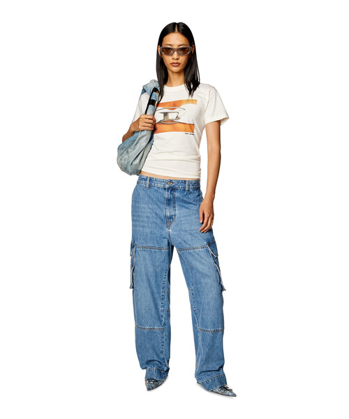 完売 diesel Tシャツ Lサイズ ホワイト T-REGS-N3 セール】レディース Tシャツ T-REGS-N3（Tシャツ/カットソー