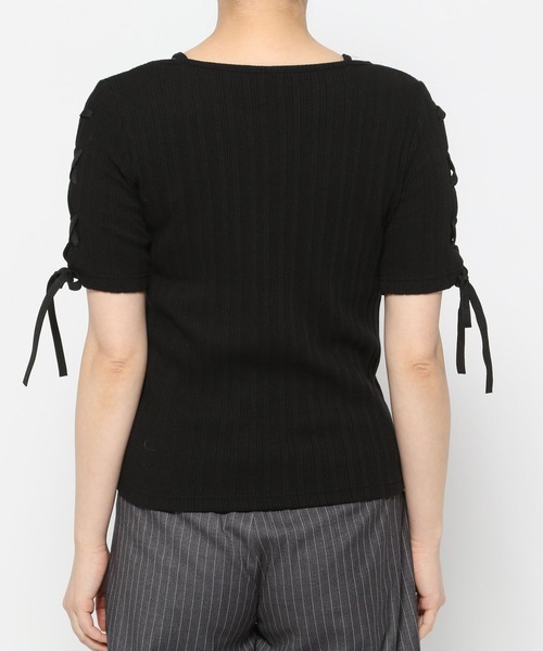 HARE（ハレ）の「ソデレースアップリブTシャツ(HARE)（Tシャツ/カットソー・レディース・ブルー/ブラック・FREE）」の15枚目の写真