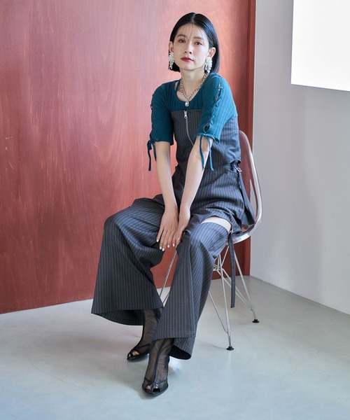 HARE（ハレ）の「ソデレースアップリブTシャツ(HARE)（Tシャツ