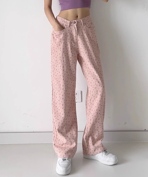 セール】小花柄パンツ（デニムパンツ）｜LAC-VERT（ラック・ヴェール