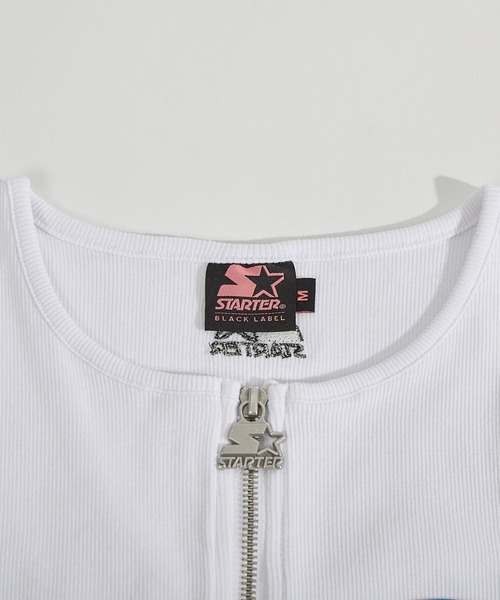 STARTER（スターター）の「STARTER リブテレコ ダブルスライダーTシャツ / レディース ショート丈 Tシャツ チビT（Tシャツ/カットソー・レディース・ホワイト/ブラック・L/M）」の14枚目の写真