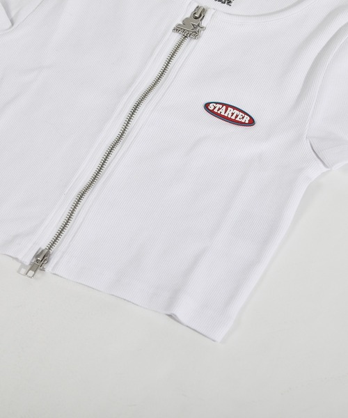 STARTER（スターター）の「STARTER リブテレコ ダブルスライダーTシャツ / レディース ショート丈 Tシャツ チビT（Tシャツ/カットソー・レディース・ホワイト/ブラック・L/M）」の16枚目の写真