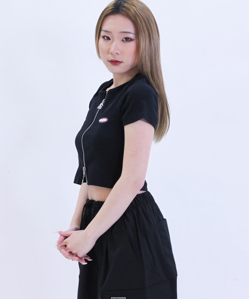 STARTER（スターター）の「STARTER リブテレコ ダブルスライダーTシャツ / レディース ショート丈 Tシャツ チビT（Tシャツ/カットソー・レディース・ホワイト/ブラック・L/M）」の12枚目の写真